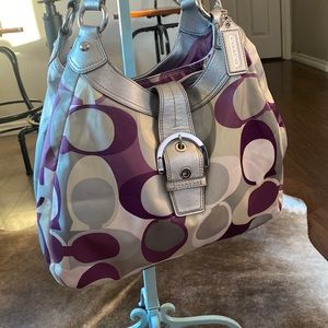 Coach Handbag Purple & Silver